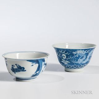 Two Blue and White Cups