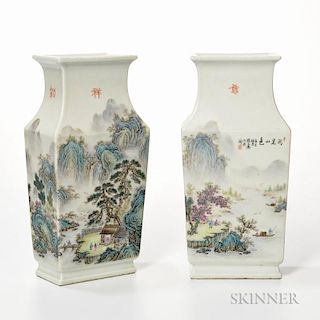 Pair of Fencai  -enameled Vases