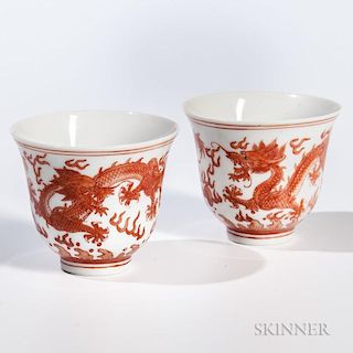 Pair of Iron Red Wine Dragon Cups