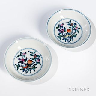 Pair of Small Doucai Enameled Dishes