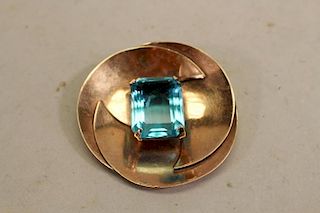 Mexican Copper on Silver w/ Blue Gem