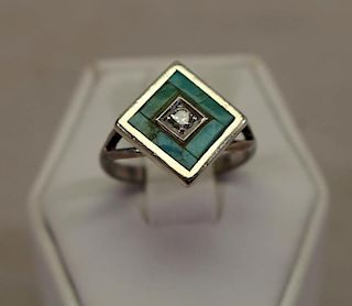 Diamond & Turquoise Silver Ring