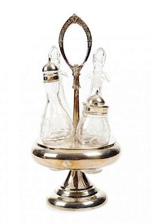 An American Silver-Plate Cruet Stand, William Rogers Silver Co., Meriden, CT, Late 19th Century, Height 13 1/4 inches.