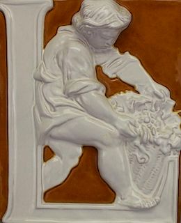 Figural Italian Glazed Terracotta Plaque