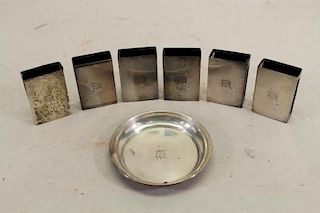(6) Sterling Matchbox Covers/ 1 Sterling Tray