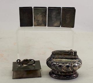 (4) Sterling Matchbox Covers & Plate Lighter