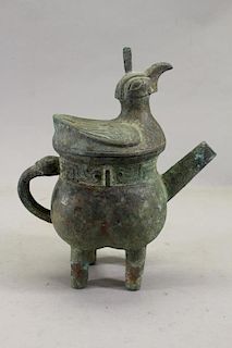 Chinese Archaic Style Bronze Bird Form Vessel