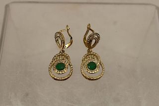 Pair of Mixed Stone Green Earrings