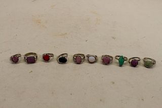 (10) Rings with Mixed Stone Insets