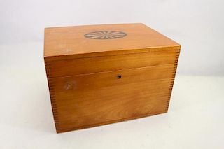 Vintage Marquetry Top Storage Box w/ Insert Tray