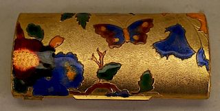 Italian Gilt/Enameled Container w Butterflies