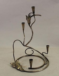 4 Candle Silverplate Leaf Form Candlestand