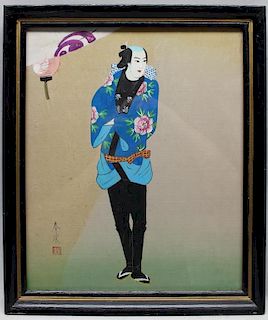 Antique Oriental Painting on Silk