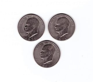 (3) 1971 Eisenhower Dollar