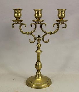Antique Brass Jewish 3-Stick Candleabra