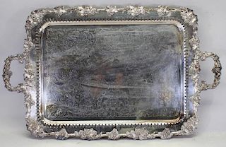 Twin Handled Silverplate Serving Tray