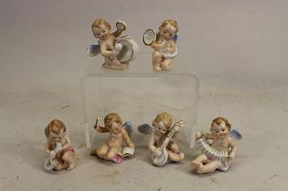 (6) Miniature Japanese Painted Porcelain Cherubs