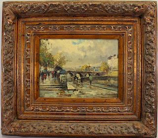 Signed, 20th C. French Street Scene