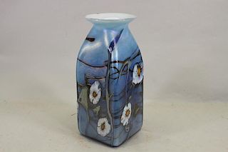 Vintage Aurene Style Glass Vase, Signed