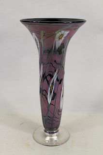 Signed, Glass Dandelion Vase