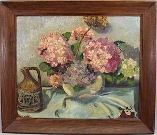 Signed, 20th C. Painting of Bouquet of Flowers