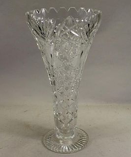 Large American Cut Glass Trumpet Vase