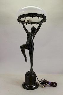Bronze Art Deco Figural Lamp