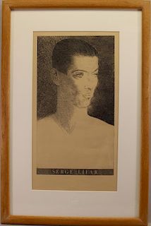 Framed Etching of Serge Lifar, Museum Embossed