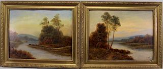 T. Wood (UK, 19th C) Pair of English Landscapes