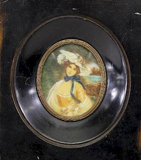 Signed, Miniature Portrait of Blue Eyed Woman