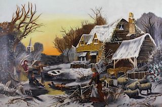 Dutch School, Early 20th C. Winter Landscape