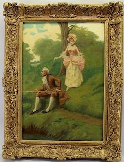 Signed, English Painting of Couple Conversing