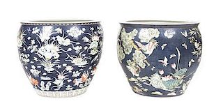 Two Chinese Porcelain Fish Bowls, Height of taller 22 1/2 x diameter 25 inches.