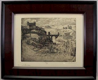 Joseph Pennell (1857-1926) Toledo Castle Etching