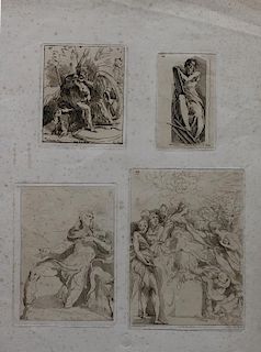 (4) Antique Old Master Style Etchings