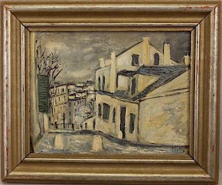 Signed 20th C. Painting of a European Village