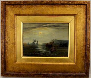 18th C. Luminous Coastal Scene with Sailboats