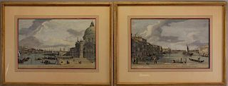 (2) Antique Hand Colored Engravings, Venice Italy