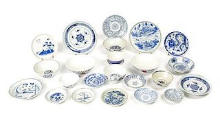 A Collection of Twenty-Four Blue and White Asian Porcelain Dishes, Diameter of largest 7 5/8 inches.