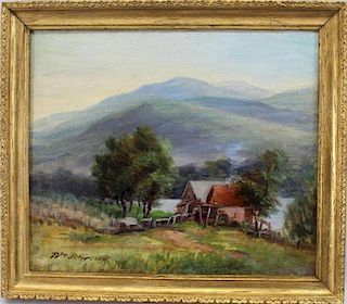 19th C. American School Country Landscape, Signed