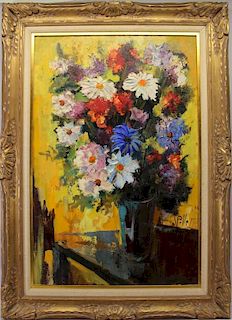 Signed, 20th C. Painting of a Floral Bouquet