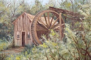Tria Booker, Painting of a Mill in a Landscape