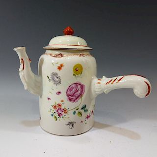 CHINESE ANTIQUE FAMILLE ROSE CHOCOLATE POT - 18TH CENTURY