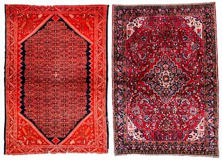 2 Antique Malayer and Sarouk Rugs