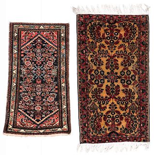 2 Antique Sarouk and Hamadan Rugs, Persia: 2'7'' x 4'8''