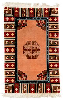 Small Vintage Tibetan Rug: 24'' x 38''