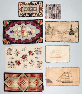 Estate Collection of 8 Antique American Hooked Rugs