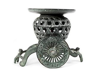 A Japanese Style Bronze Censer, Height 10 1/4 inches.