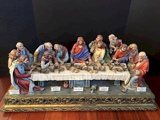 Vintage large Capodimonte "Last Supper" porcelain figurines