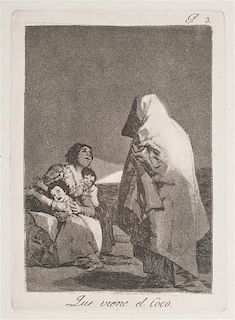 Francisco de Goya, (Spanish, 1746-1828), Que viene el Coco, pl. 3 (from Los Caprichos), 1799